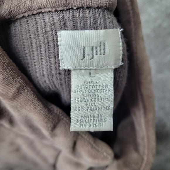 J Jill Brown Velvet Button Down Quilted Vest Womens Size L - Picture 5 of 6